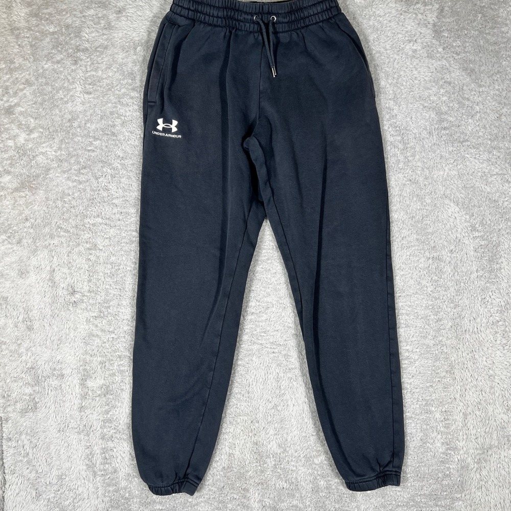 Under Armour Mens Rival Fleece Joggers Black Tapered Sweatpants 1373882 Size M